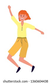 young happy woman cartoon