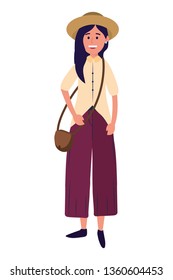 young happy woman cartoon