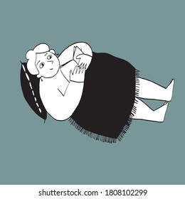 young happy woman reading a book in a comfortable position. leisure, entertainment, selfcare time. smiling female character relaxing and having fun. isolated flat cartoon vector illustration.