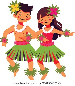 Young Hawaiian Hula Dancer Couple