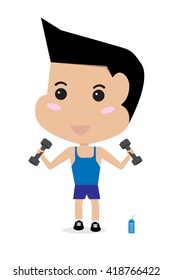 young healthy boy weight training 