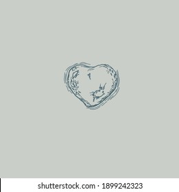 a young heart, dashed moon. symbol of romantic love