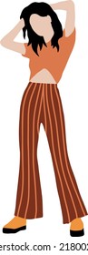 Young hippie girl in striped orange pants