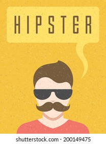 Young hipster man and speech bubble vector background