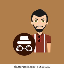young hipster man sunglasses trendy hat vector illustration eps 10