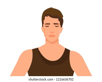 Young hipster man thinking. Vector flat cartoon illustration character icon. man surrounded by question marks concept. Men think