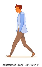 Joven hipster caminando aislado de fondo blanco
