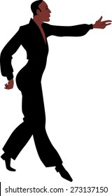 Young Hispanic male Ballroom Latin dancer in a performing clothes, vector illustration, EPS 8