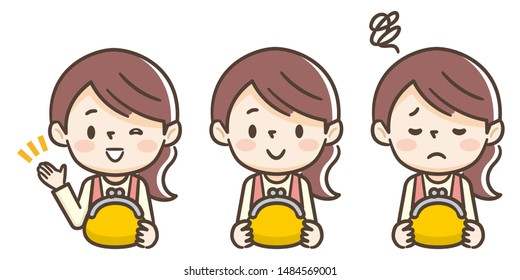 Young housewife has a yellow purse