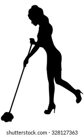 Young housewife is ready for cleaning,It is time for cleaning