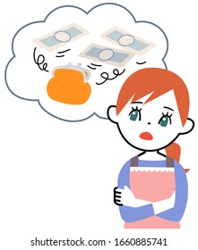 Young housewife worried about money