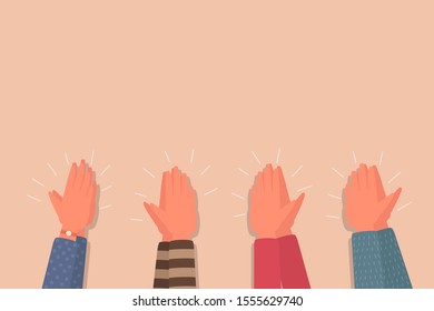 young human hands clapping, people hands applaud. cartoon flat vector illustration.
