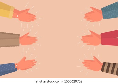 young human hands clapping, people hands applaud. cartoon flat vector illustration.