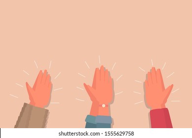 young human hands clapping, people hands applaud. cartoon flat vector illustration.