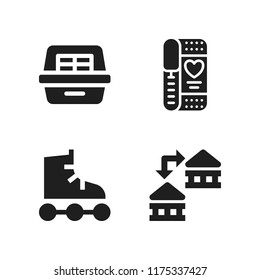 young icon. 4 young vector icons set. litter box, roller skate and transaction icons for web and design about young theme