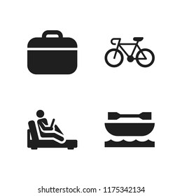 young icon. 4 young vector icons set. briefcase, reading and bicycle icons for web and design about young theme