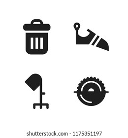 young icon. 4 young vector icons set. hair salon, circular saw and trash icons for web and design about young theme