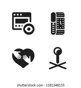 young icon. 4 young vector icons set. shaking hands inside a heart, pin and browser icons for web and design about young theme
