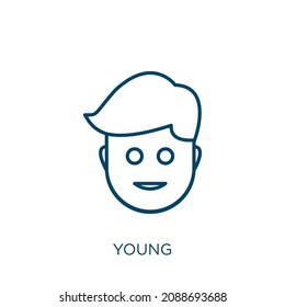 young icon. Thin linear young outline icon isolated on white background. Line vector young sign, symbol for web and mobile