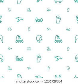 young icons pattern seamless white background. Included editable outline family, face, plant, cangaroo, skate rollers, booty fitness, woman hairstyle icons. young icons for web and mobile.