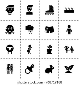 Young icons. vector collection filled young icons. includes symbols such as sheep, plant, sprouting, rabbit, sowing, husband and wife. use for web, mobile and ui design.
