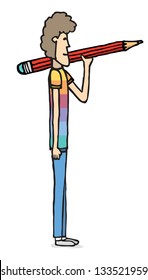 Young illustrator holding a pencil
