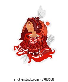 The young Indian in beautiful clothes with an bow and arrows