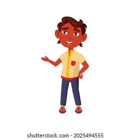 young indian boy explaining a rule to his classmate cartoon vector. young indian boy explaining a rule to his classmate character. isolated flat cartoon illustration