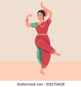 Young indian woman dancing, illustration concept.
