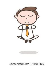 Young Insurance Agent Doing Yoga Vector Illustration