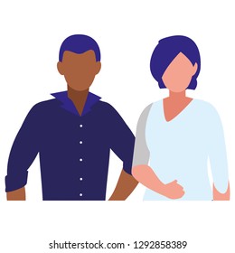 young interracial couple avatars characters