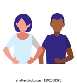 young interracial couple avatars characters