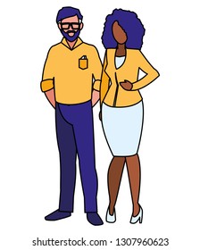 young interracial couple avatars characters