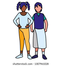 young interracial couple avatars characters