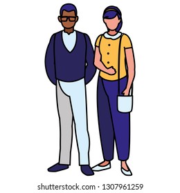 young interracial couple avatars characters