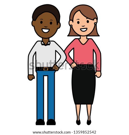 young interracial couple characters