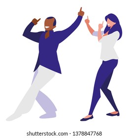 young interracial couple dancing 