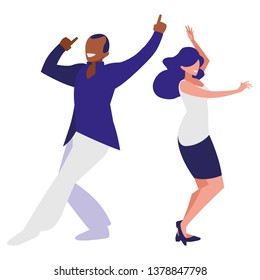 young interracial couple dancing