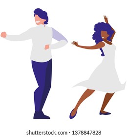young interracial couple dancing 