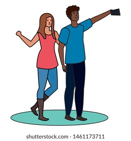 young interracial lovers couple taking a selfie