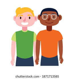 jóvenes interraciales avatares personajes icono ilustración vectorial