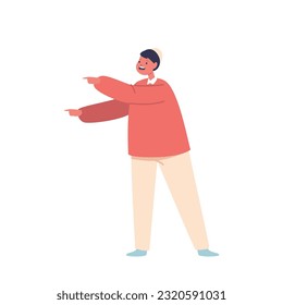 Young Jewish Boy With Black Hair And A Yarmulke, Wearing Traditional Clothing And Gesturing Hands, Vector Illustration
