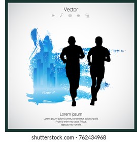 Young jogger with abstract background