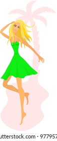 Young joyful blonde woman on the beach. Eps 10