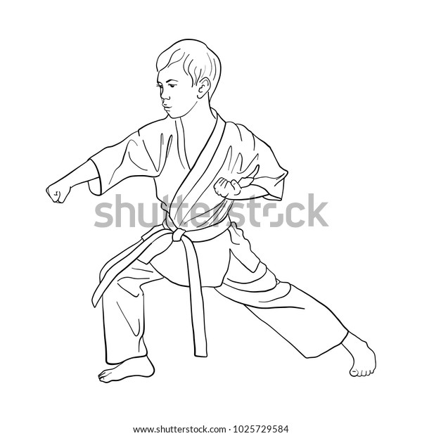 Young Karate Boy Hand Drawn Vector Stock Vector (Royalty Free ...