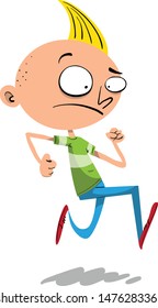 young kid being late and running