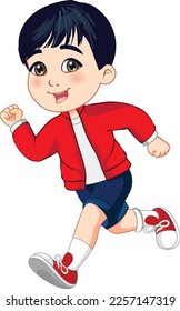 young kid boy character running vector