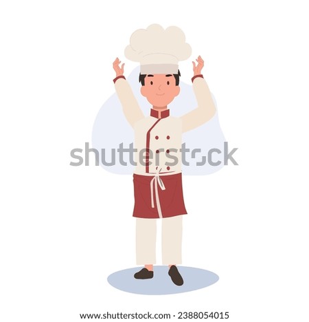 Young Kid Chef in Chef Hat. Cute Little Chef with Apron