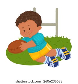 Young kid playing American football