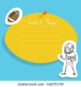 Young kid playing American football .Free space for your text.